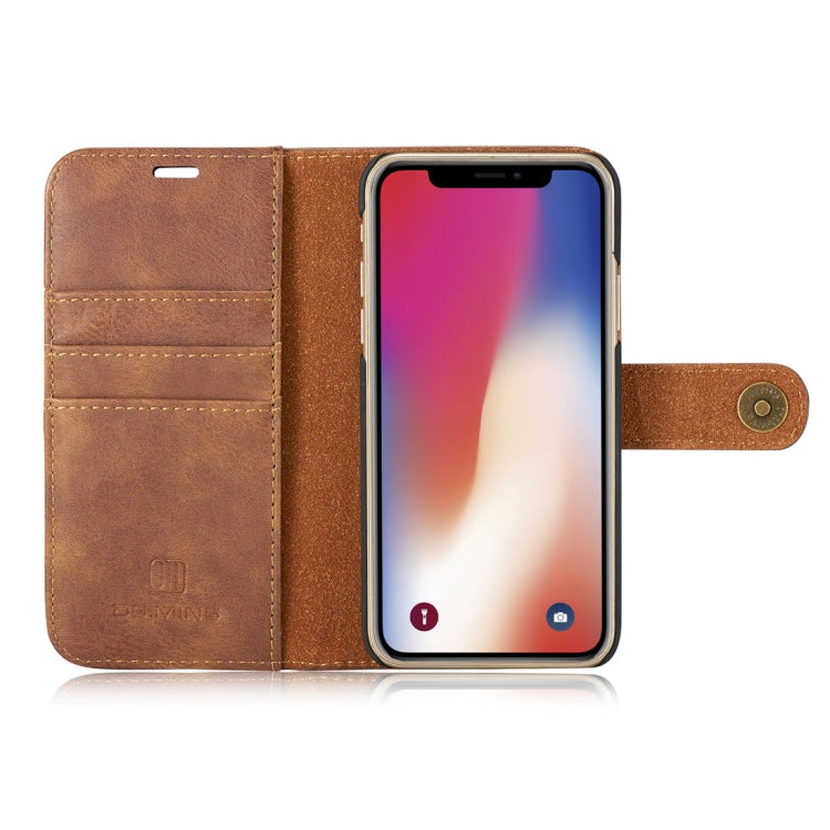 Für iPhone X / XS DG.MING Crazy Horse Textur Horizontal klappbare abnehmbare magnetische Schutzhülle mit Halter & Kartenfächern & Geldbörse, iPhone X, Für X, iPhone X
