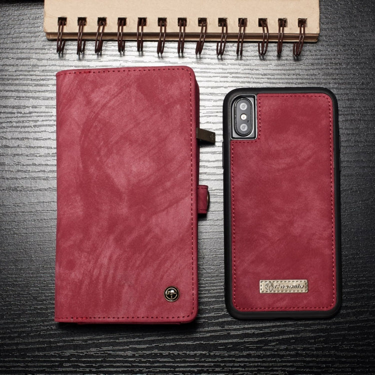 For iPhone X / XS CaseMe-008 TPU + PC Magnetic Absorption Detachable Back Cover Horizontal Flip Leather Case with Holder & Card Slots & Zipper Wallet & Photo Frame