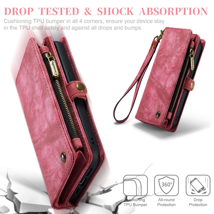 For iPhone X / XS CaseMe-008 TPU + PC Magnetic Absorption Detachable Back Cover Horizontal Flip Leather Case with Holder & Card Slots & Zipper Wallet & Photo Frame