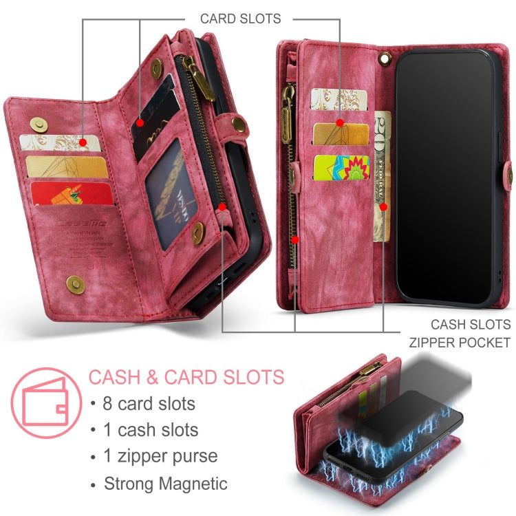 For iPhone X / XS CaseMe-008 TPU + PC Magnetic Absorption Detachable Back Cover Horizontal Flip Leather Case with Holder & Card Slots & Zipper Wallet & Photo Frame