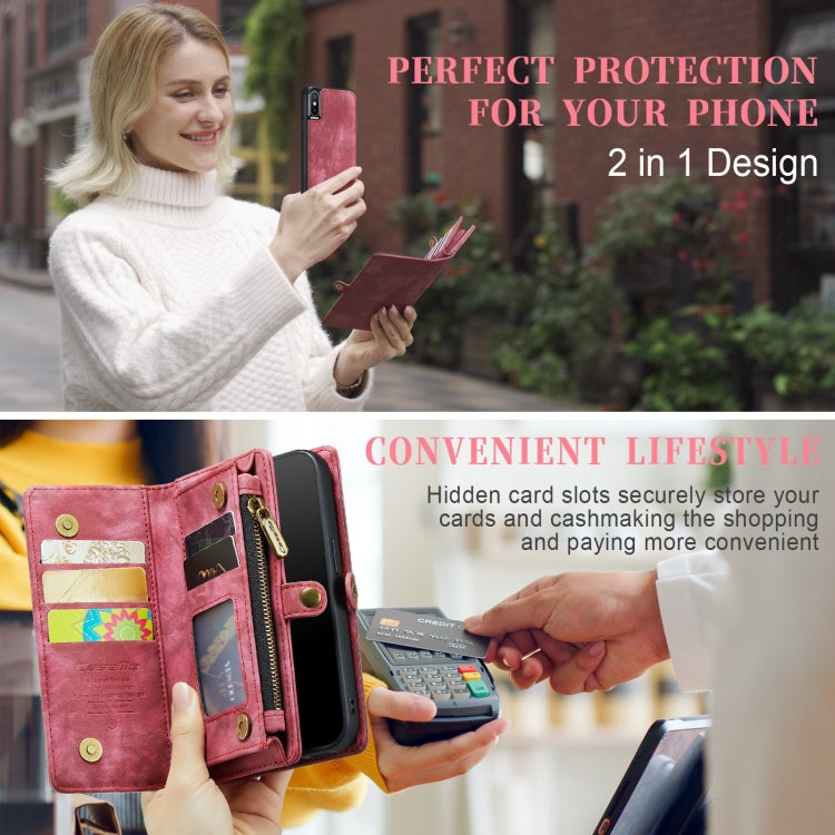 For iPhone X / XS CaseMe-008 TPU + PC Magnetic Absorption Detachable Back Cover Horizontal Flip Leather Case with Holder & Card Slots & Zipper Wallet & Photo Frame
