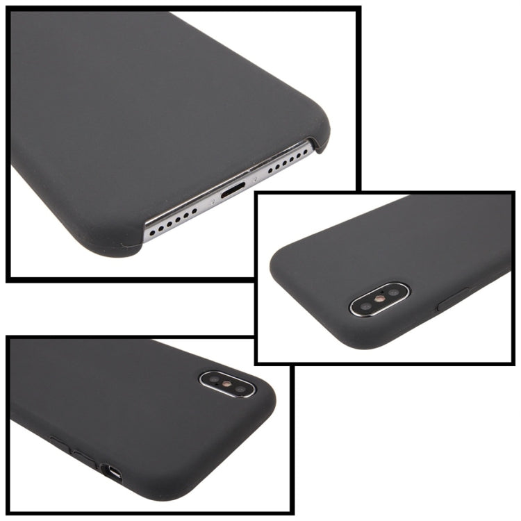 For iPhone X / XS Pure Color Liquid Silicone + PC Dropproof Protective Back Cover Case, For X, X