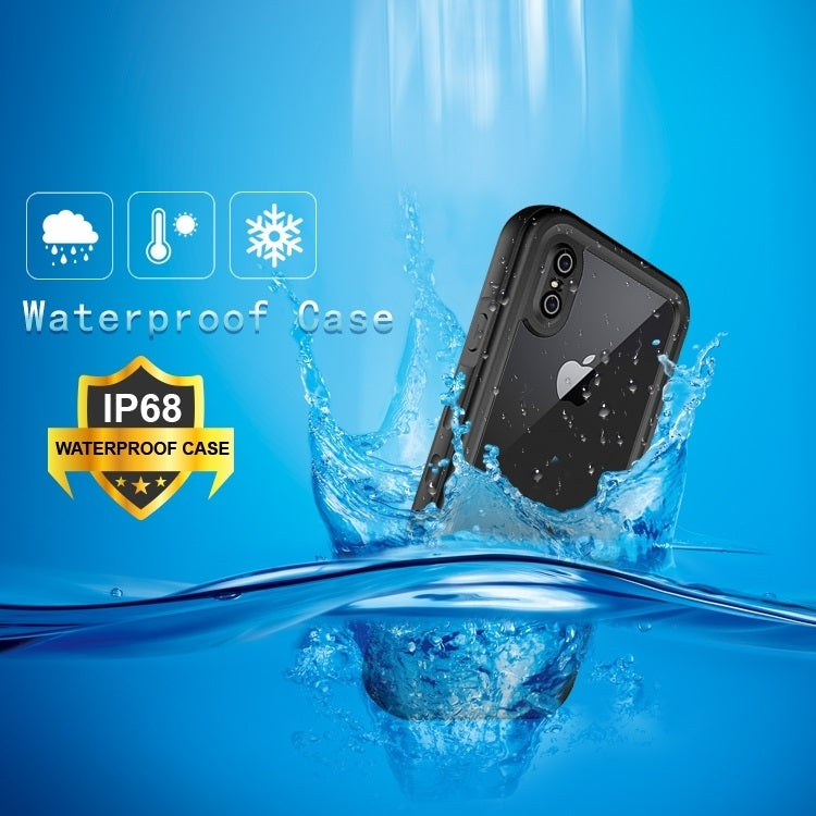 Wasserdichte (2m), schneefeste, stoßfeste (2m) und staubdichte PC+Silikon-Hülle für iPhone X / XS
