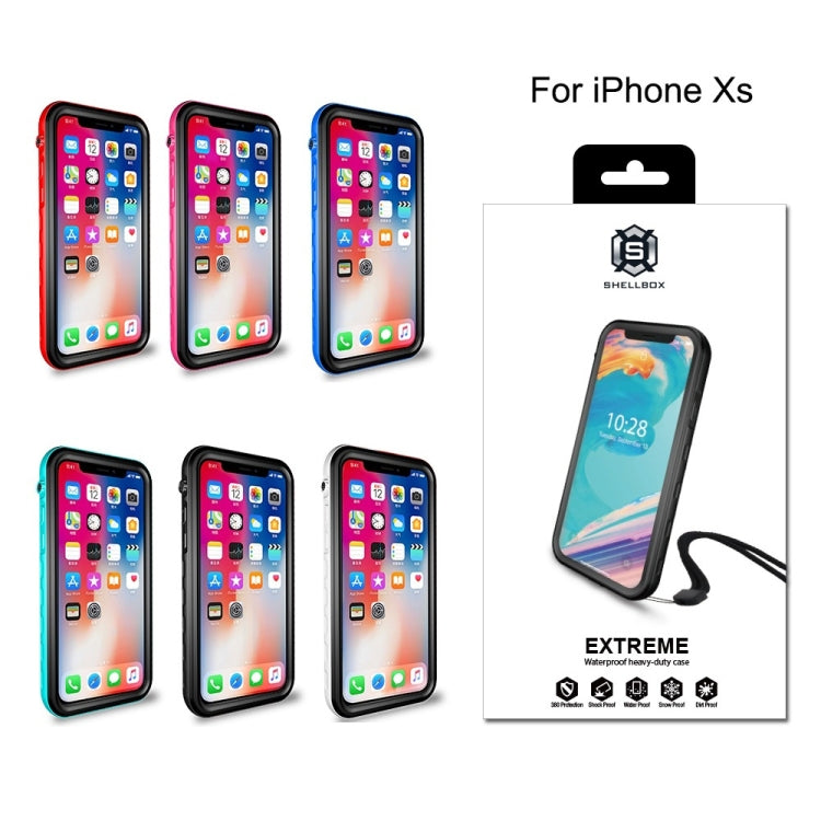 Wasserdichte (2m), schneefeste, stoßfeste (2m) und staubdichte PC+Silikon-Hülle für iPhone X / XS