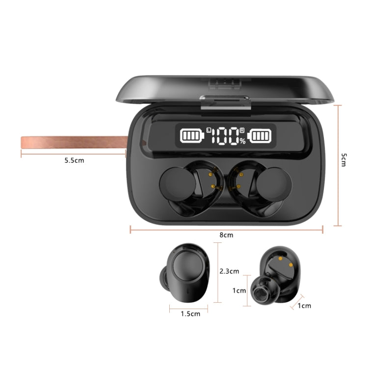 A13 TWS CVC8.0 und DSP Dual Noise Cancelling Touch Bluetooth-Kopfhörer mit Ladebox, unterstützt LED-Digitalanzeige & Uhr & Taschenlampe & HD-Anruf & Siri & Power Bank, A13