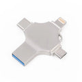 Cross 4 in 1 128GB 8 Pin + Micro USB + USB-C / Type-C + USB 3.0 Metal Flash Disk, 128GB