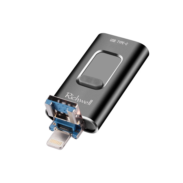 Richwell 3-in-1 128G Typ-C + 8 Pin + USB 3.0 Metall Push-Pull Flash-Disk mit OTG-Funktion