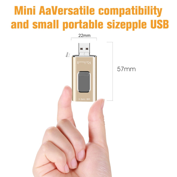 Richwell 3-in-1 128G Typ-C + 8 Pin + USB 3.0 Metall Push-Pull Flash-Disk mit OTG-Funktion
