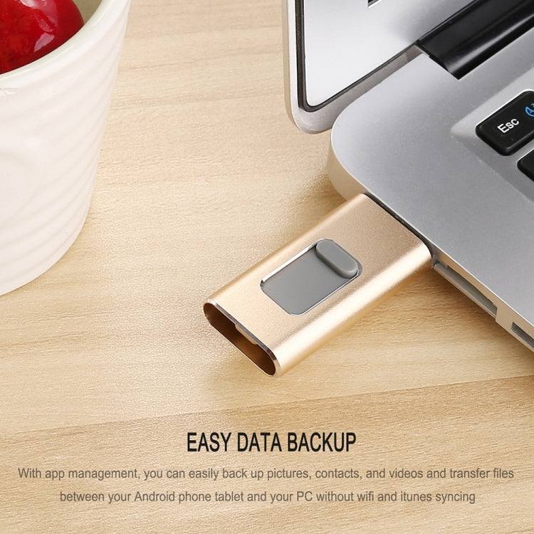 Richwell 3-in-1 128G Typ-C + 8 Pin + USB 3.0 Metall Push-Pull Flash-Disk mit OTG-Funktion