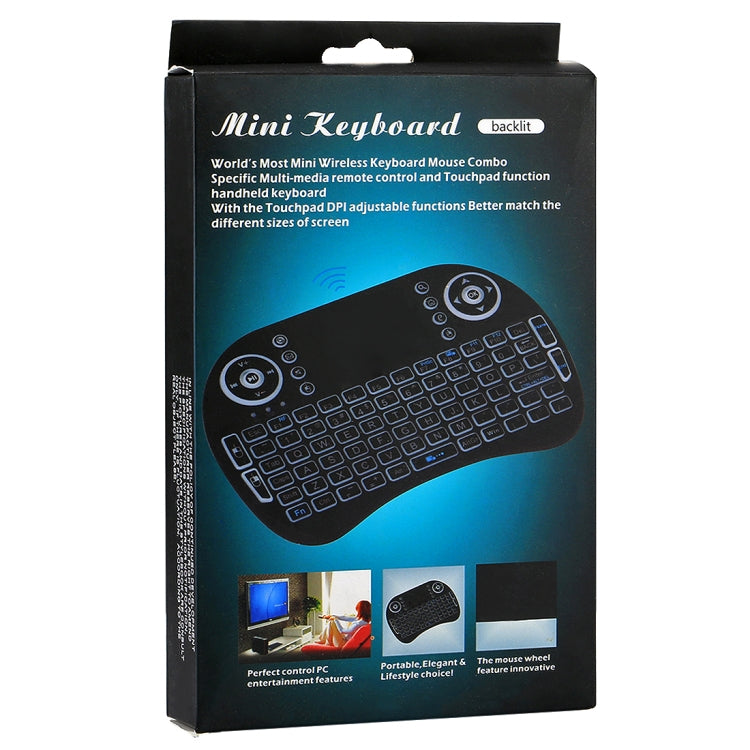 2.4GHz Mini i8 Wireless QWERTY Keyboard with Colorful Backlight & Touchpad & Multimedia Control for PC, Android TV BOX, X-BOX Player, Smartphones