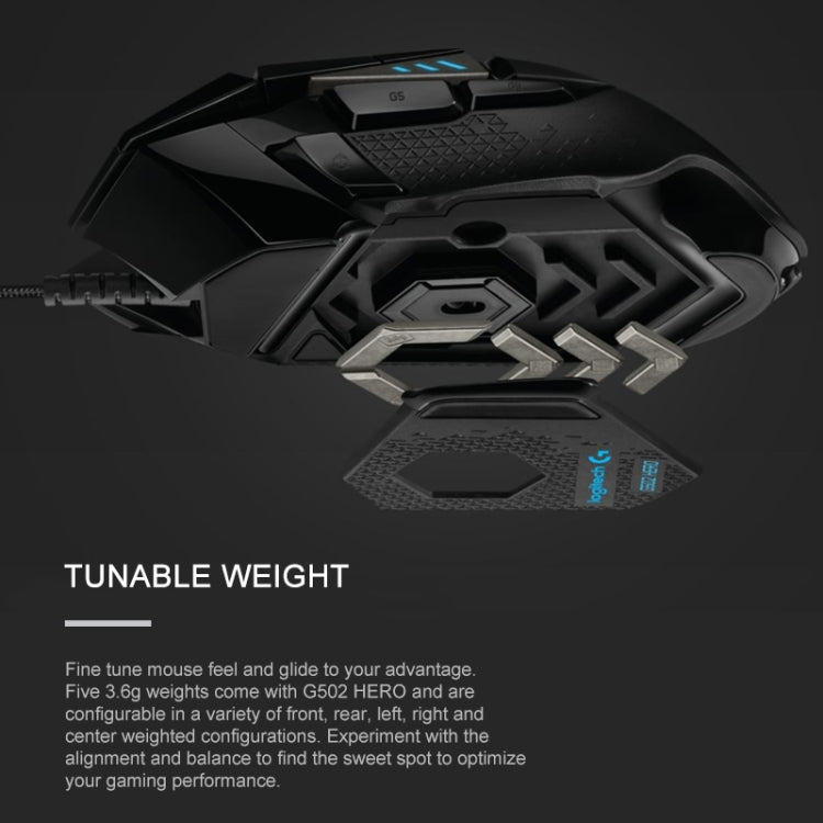Logitech G502 HERO Wired Gaming Mouse with 11 Buttons, Length: 2.1m