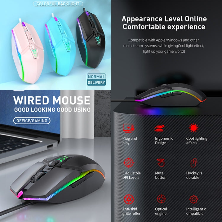 S700 Colorful Light USB Wired Office Gaming Mouse