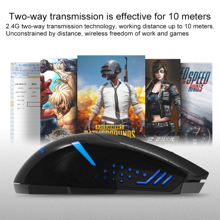 ET X-08 7-Tasten 2400DPI 2,4G kabellose, lautlose Gaming-Maus mit USB-Empfänger & bunter Hintergrundbeleuchtung
