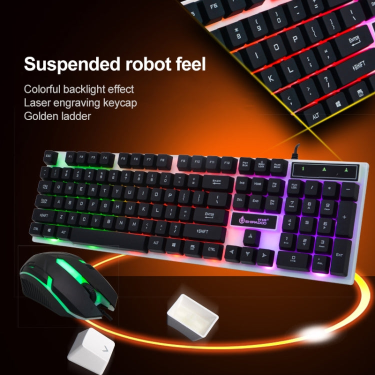 SHIPADOO D280 Wired RGB Backlight Mechanical Feel Suspension Keyboard + 3D Cool Mouse Kit for Laptop, PC(Black)