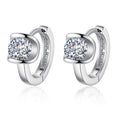 Sterling Silver Huggie Hoop Earrings with CZ Stones