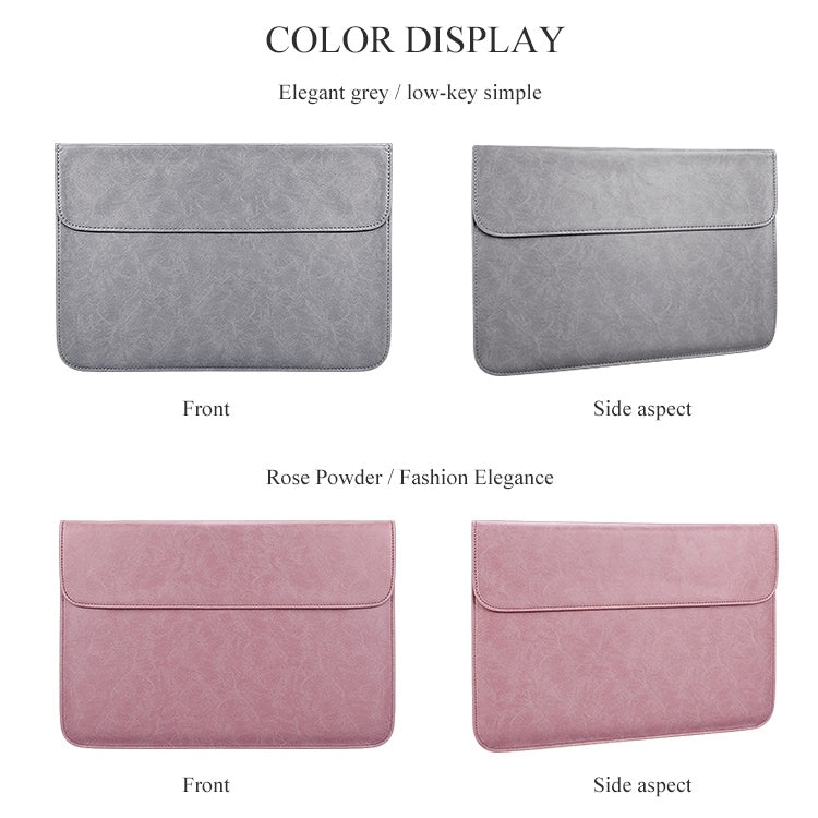 PU01S PU Leather Horizontal Invisible Magnetic Buckle Laptop Inner Bag for 14.1 inch laptops, with Small Bag, 14.1 inch with Small Bag