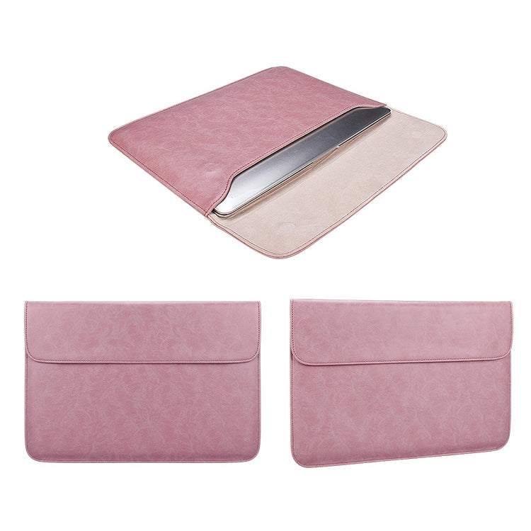 PU01S PU Leather Horizontal Invisible Magnetic Buckle Laptop Inner Bag for 14.1 inch laptops, with Small Bag, 14.1 inch with Small Bag