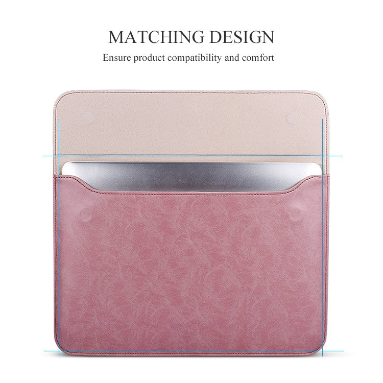 PU01S PU Leather Horizontal Invisible Magnetic Buckle Laptop Inner Bag for 14.1 inch laptops, with Small Bag, 14.1 inch with Small Bag