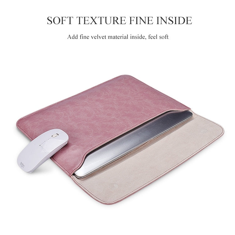 PU01S PU Leather Horizontal Invisible Magnetic Buckle Laptop Inner Bag for 14.1 inch laptops, with Small Bag, 14.1 inch with Small Bag