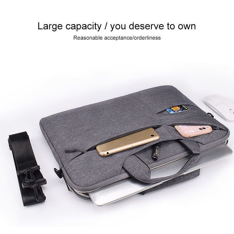 ST02S Waterproof Tear Resistance Hidden Portable Strap One-shoulder Handbag for 15.6 inch Laptops, with Suitcase Belt(Black)
