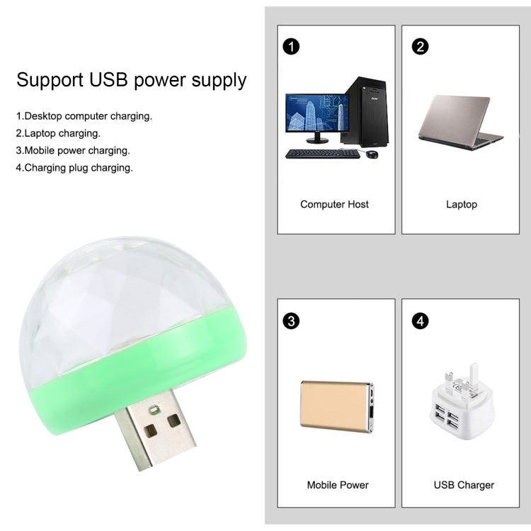4W RGB Mini Magic Ball LED-Bühnenlampe mit DC 5,5x2,5/2,1 mm Buchse auf USB-Buchsen-Kabel