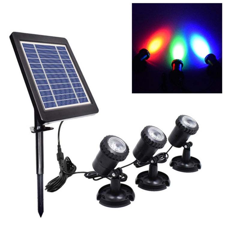 3 In 1 Red Green Blue Light Lawn Insertion Pool Diving Solar Spotlight, Red Green Blue Light