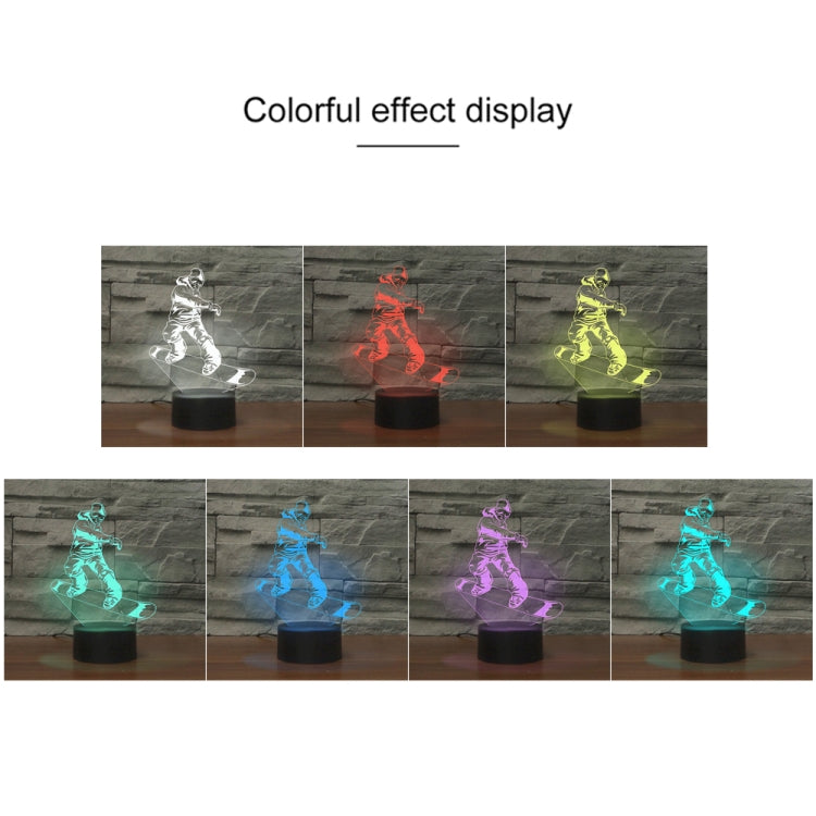 Skate Boy Shape 3D Colorful LED Vision Light Table Lamp, Charging Touch Version, Charging Touch Version