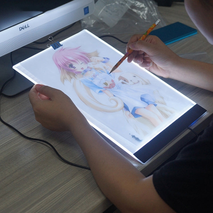 Ultra-thin A4 Size Portable USB LED Artcraft Tracing Light Box Copy Board for Artists Drawing Sketching Animation and X-ray Viewing, No Brightness Control No Charger