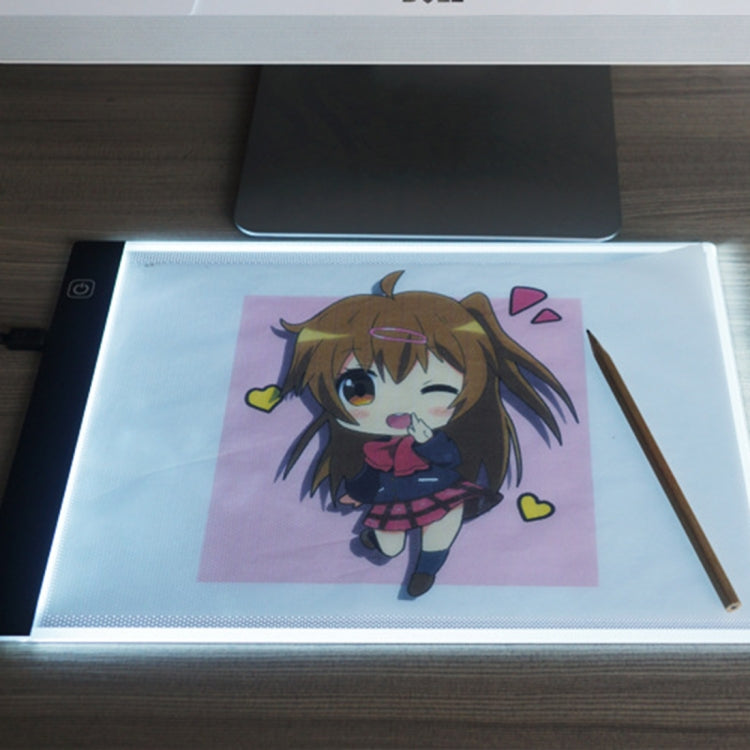 Ultra-thin A4 Size Portable USB LED Artcraft Tracing Light Box Copy Board Brightness Control for Artists Drawing Sketching Animation and X-ray Viewing, Brightness Control
