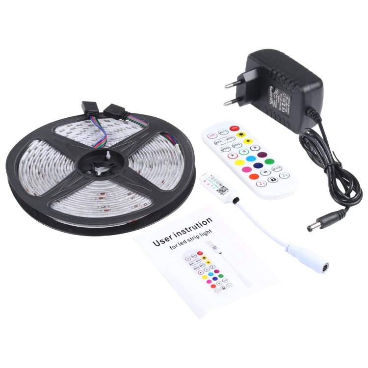 5m 150 LEDs SMD 5050 IP65 Waterproof Bluetooth RGB Light Strip with 24-keys Remote Control, EU Plug, 5m 150 LEDs IP65
