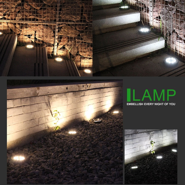 4 STÜCK 8 LEDs IP65 Wasserdichte Solar-Erdleuchte Garten Villa Rasen Dekorativer Strahler