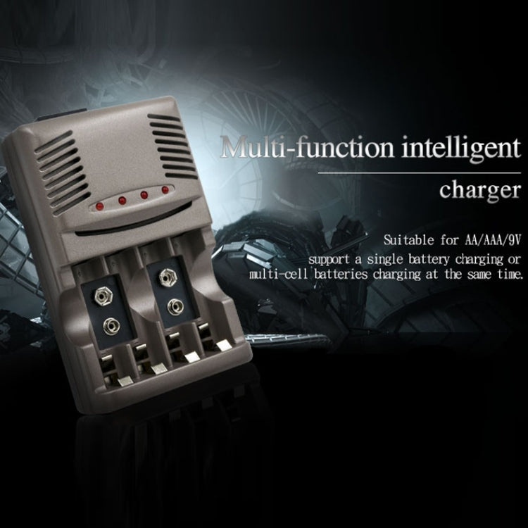 AC 100-240V 4 Slot Battery Charger for AA & AAA & 9V Ni-MH Battery, UK Plug