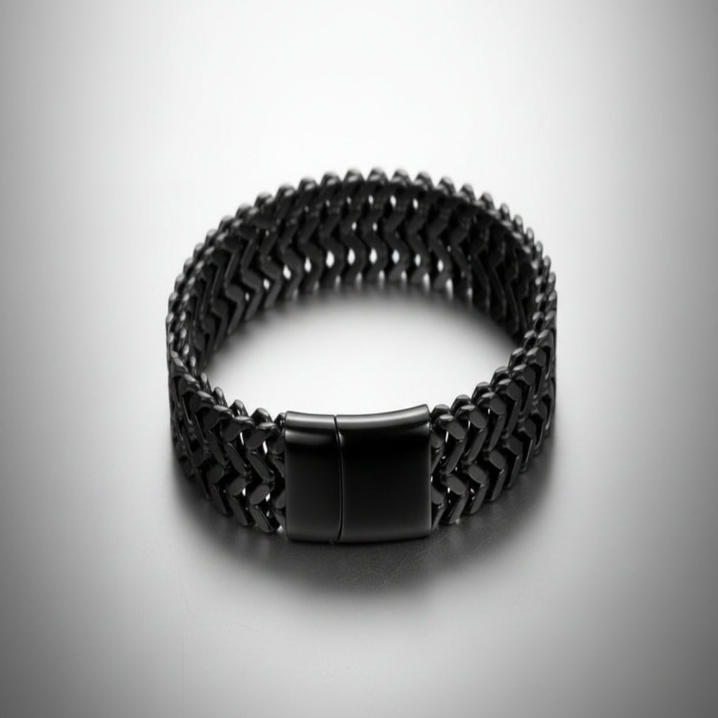 Double Layer Cuban Chain Bracelet – 10mm Black Stainless Steel, Heavy 45g Men’s Fashion Jewelry
