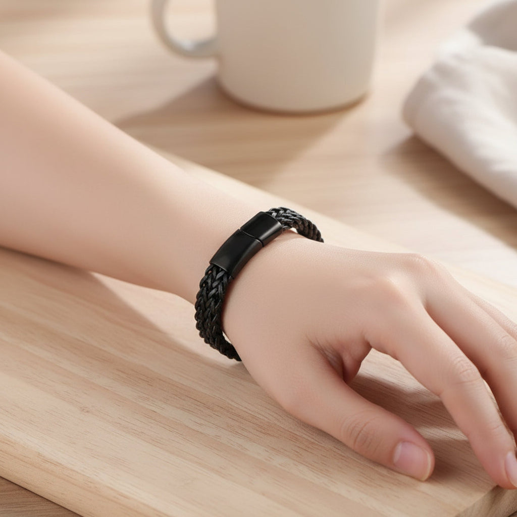 Double Layer Cuban Chain Bracelet – 10mm Black Stainless Steel, Heavy 45g Men’s Fashion Jewelry