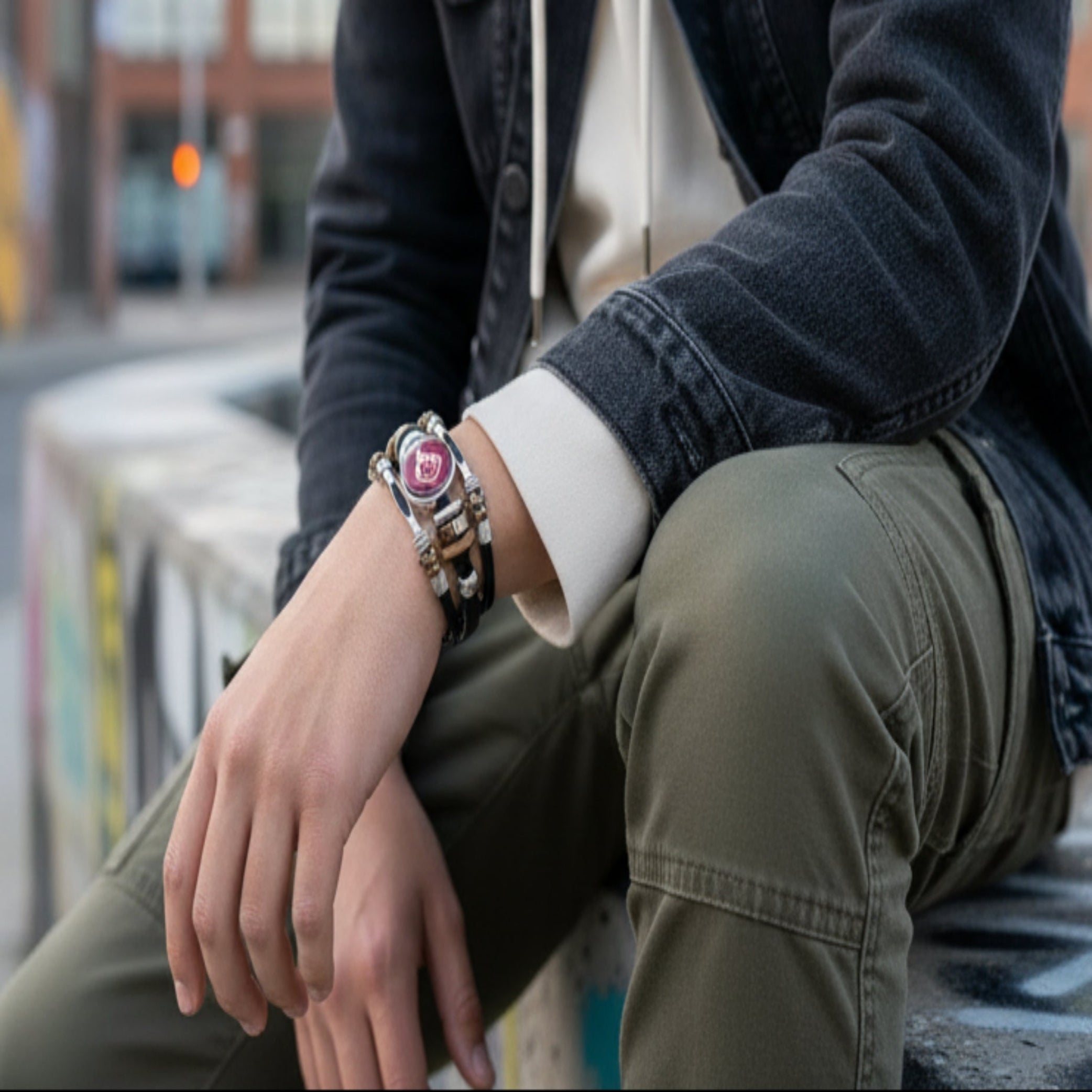 Men's Charm Leather Bracelet Impact Leather
