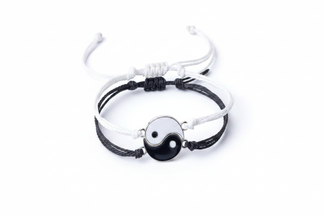 Matching Couple Bracelets Set – Black & White Love Bracelets for Him & Her, Adjustable Lucky Relationship Jewelry Gift for Couples