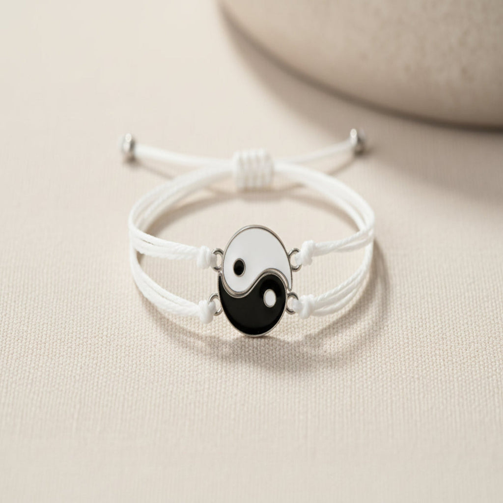 Matching Couple Bracelets Set – Black & White Love Bracelets for Him & Her, Adjustable Lucky Relationship Jewelry Gift for Couples