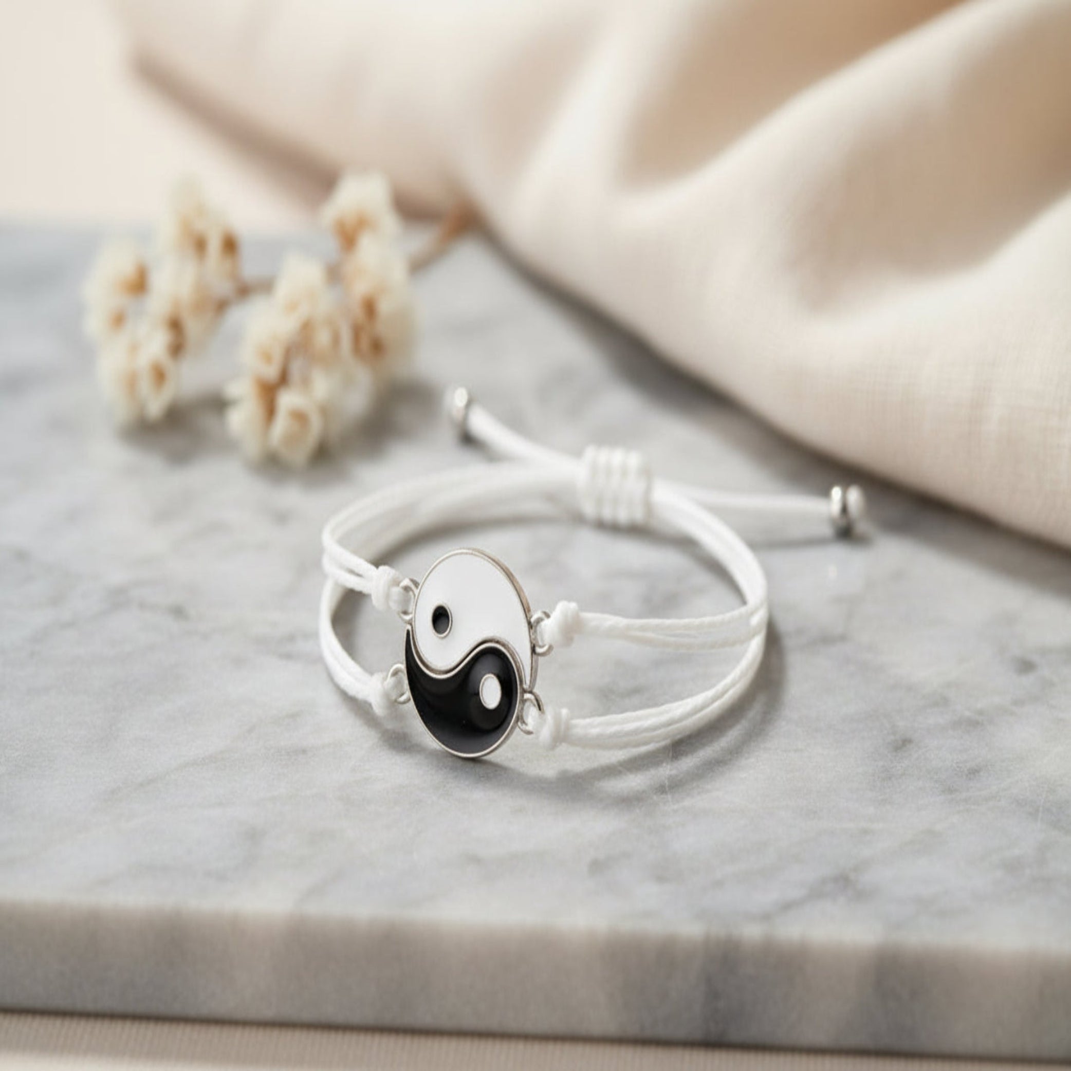 Matching Couple Bracelets Set – Black & White Love Bracelets for Him & Her, Adjustable Lucky Relationship Jewelry Gift for Couples