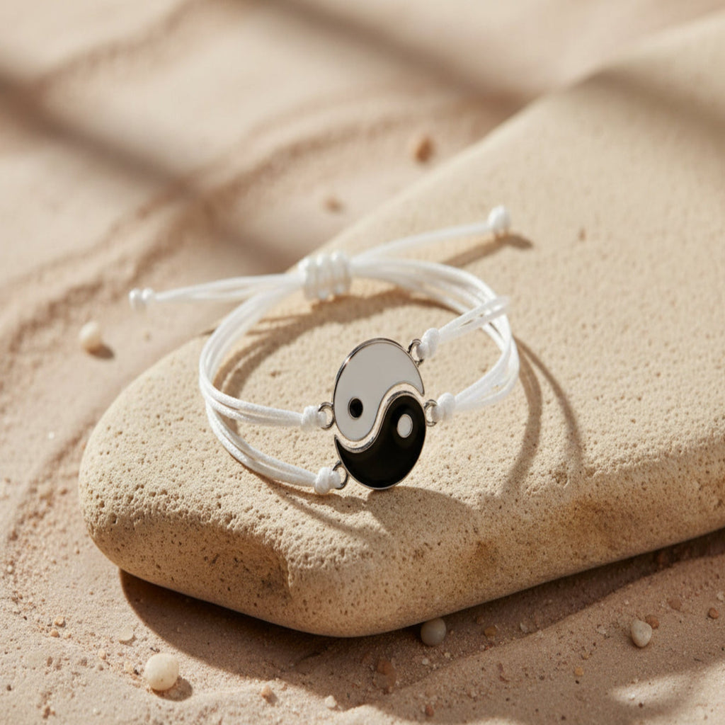 Matching Couple Bracelets Set – Black & White Love Bracelets for Him & Her, Adjustable Lucky Relationship Jewelry Gift for Couples