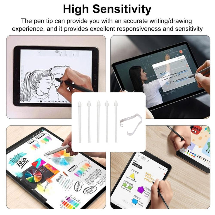 6 in 1 Universal Stylus Pen Replacement Pencil Tips For Samsung Galaxy Tab S8 / S7 / S6 / Galaxy Note20 / Note10 / S23 Ultra / S22 Ultra(Black)