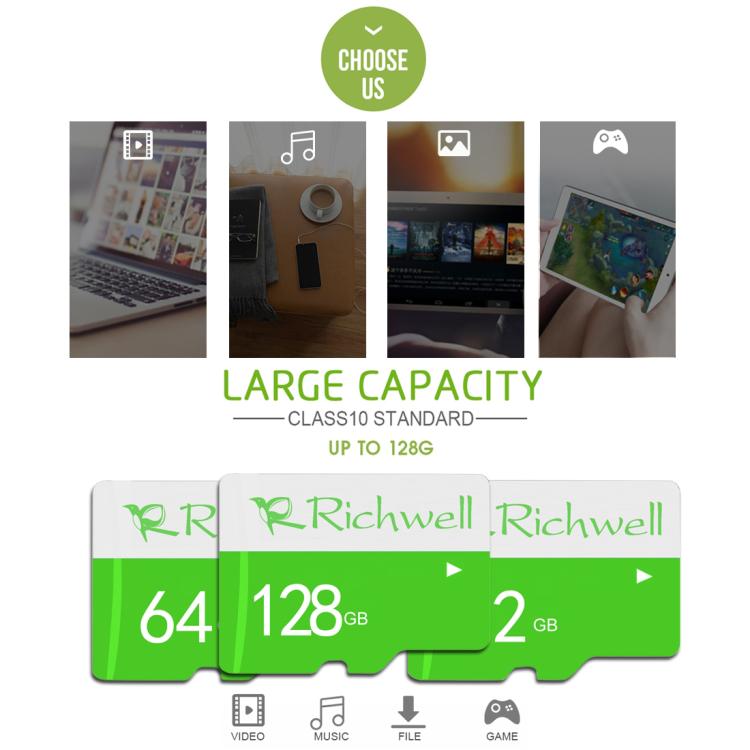 Richwell 32GB High Speed Klasse 10 Micro SD(TF) Speicherkarte, 32GB
