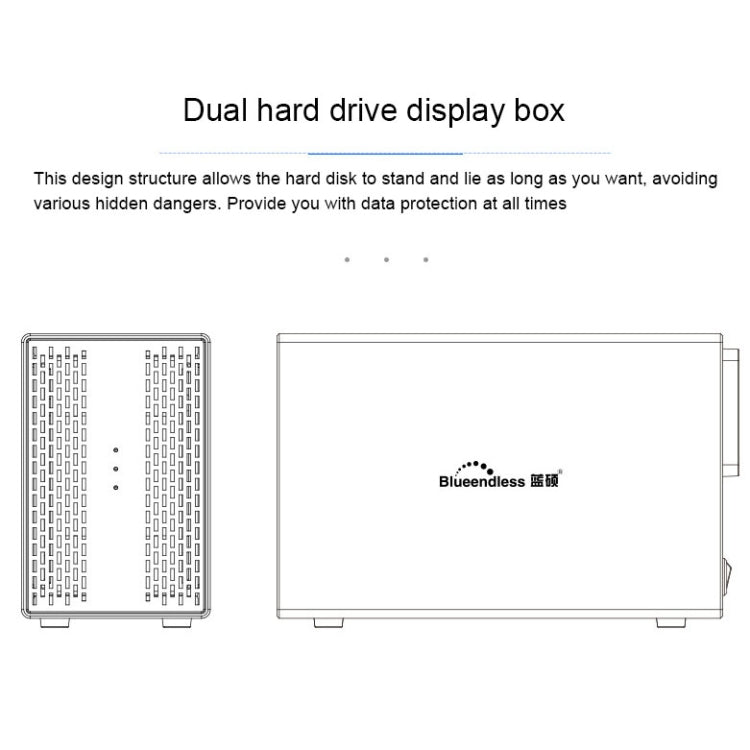 Blueendless USB-B Interface 3.5 inch 2 Bay RAID Combination Array HDD External Enclosure, USB-B