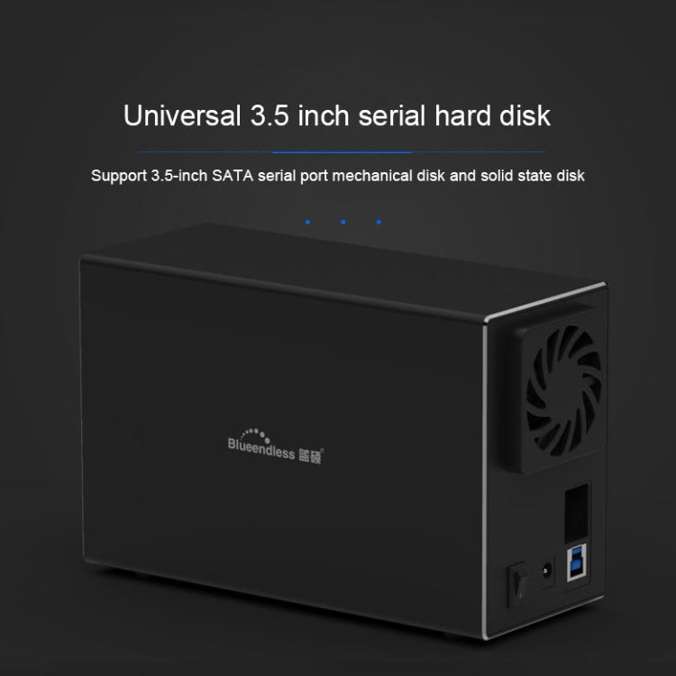 Blueendless Type-C / USB-C Interface 3.5 inch 2 Bay RAID Combination Array HDD External Enclosure, Type-C