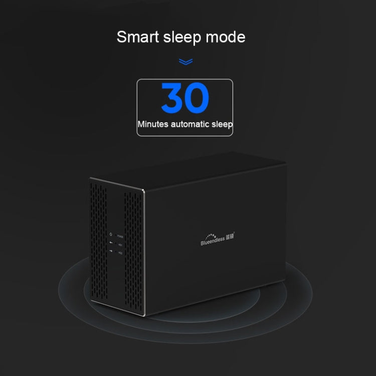 Blueendless Type-C / USB-C Interface 3.5 inch 2 Bay RAID Combination Array HDD External Enclosure, Type-C