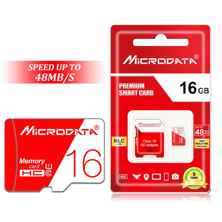 MICRODATA 16GB High Speed U1 Rot und Weiß TF (Micro SD) Speicherkarte, 16GB