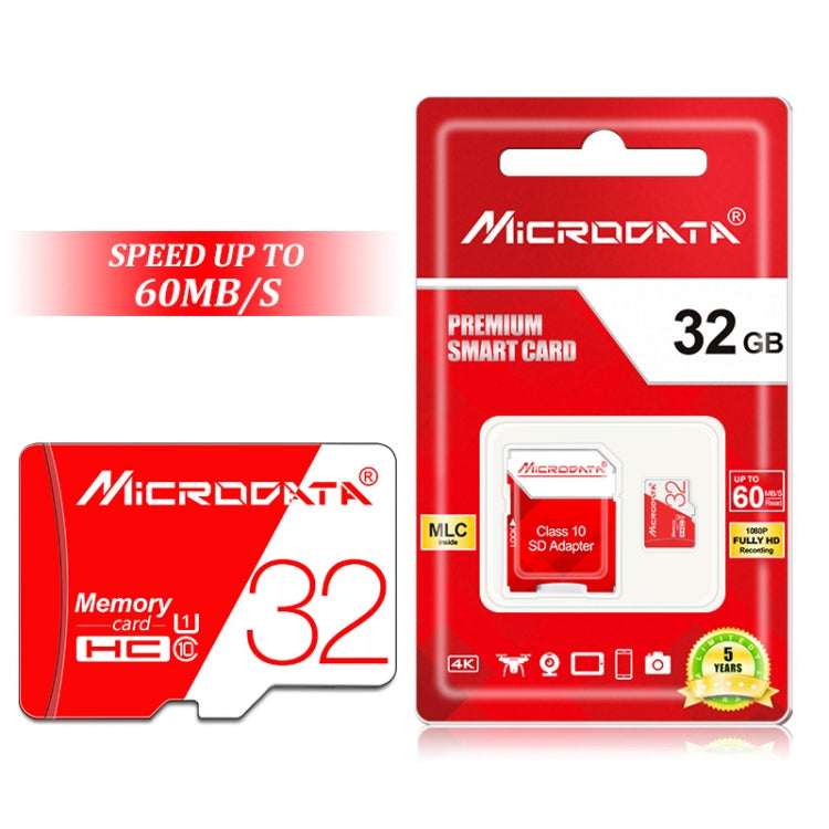 MICRODATA 32 GB Hochgeschwindigkeits-U1-TF(Micro SD)-Speicherkarte, Rot und Weiß, 32 GB