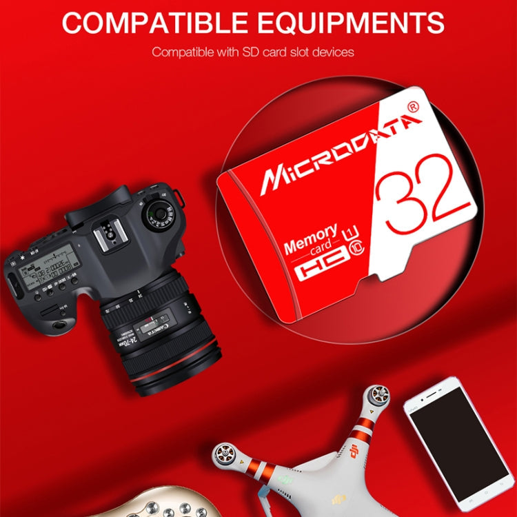 MICRODATA 32 GB Hochgeschwindigkeits-U1-TF(Micro SD)-Speicherkarte, Rot und Weiß, 32 GB
