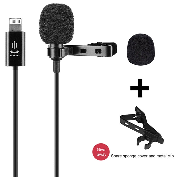 YICHUANG YC-LM10II 8 Pin Port Intelligent Noise Reduction Condenser Lavalier Microphone, Cable Length: 1.5m, YC-LM10II