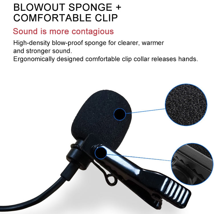 YICHUANG YC-VM20 3.5mm Port Video Recording Omnidirectional Lavalier Microphone, Cable Length: 6m, YC-VM20