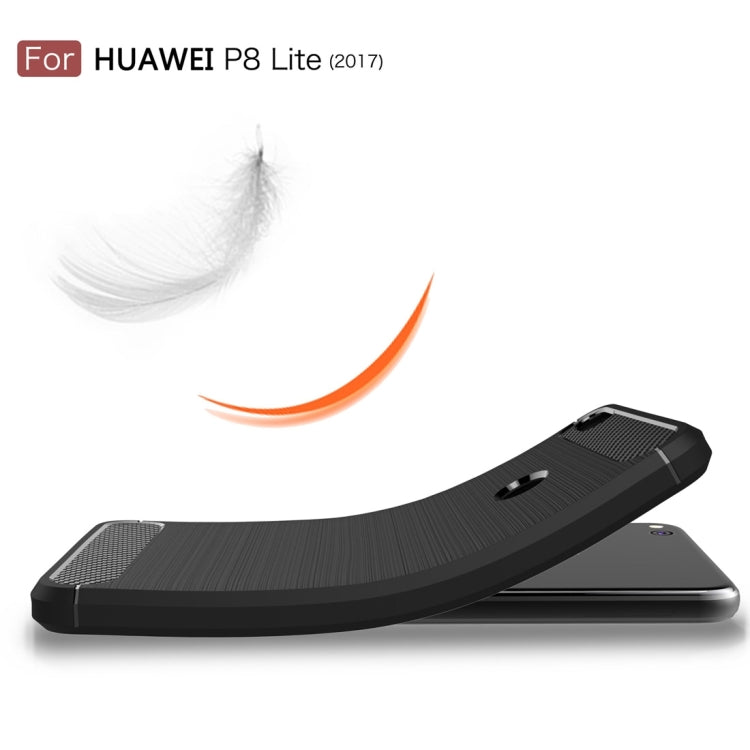 For Huawei  P8 Lite (2017) Brushed Carbon Fiber Texture Shockproof TPU Protective Case, Huawei P8 Lite (2017)